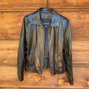 Vakko Elements Designer Vintage Black Leather Jacket